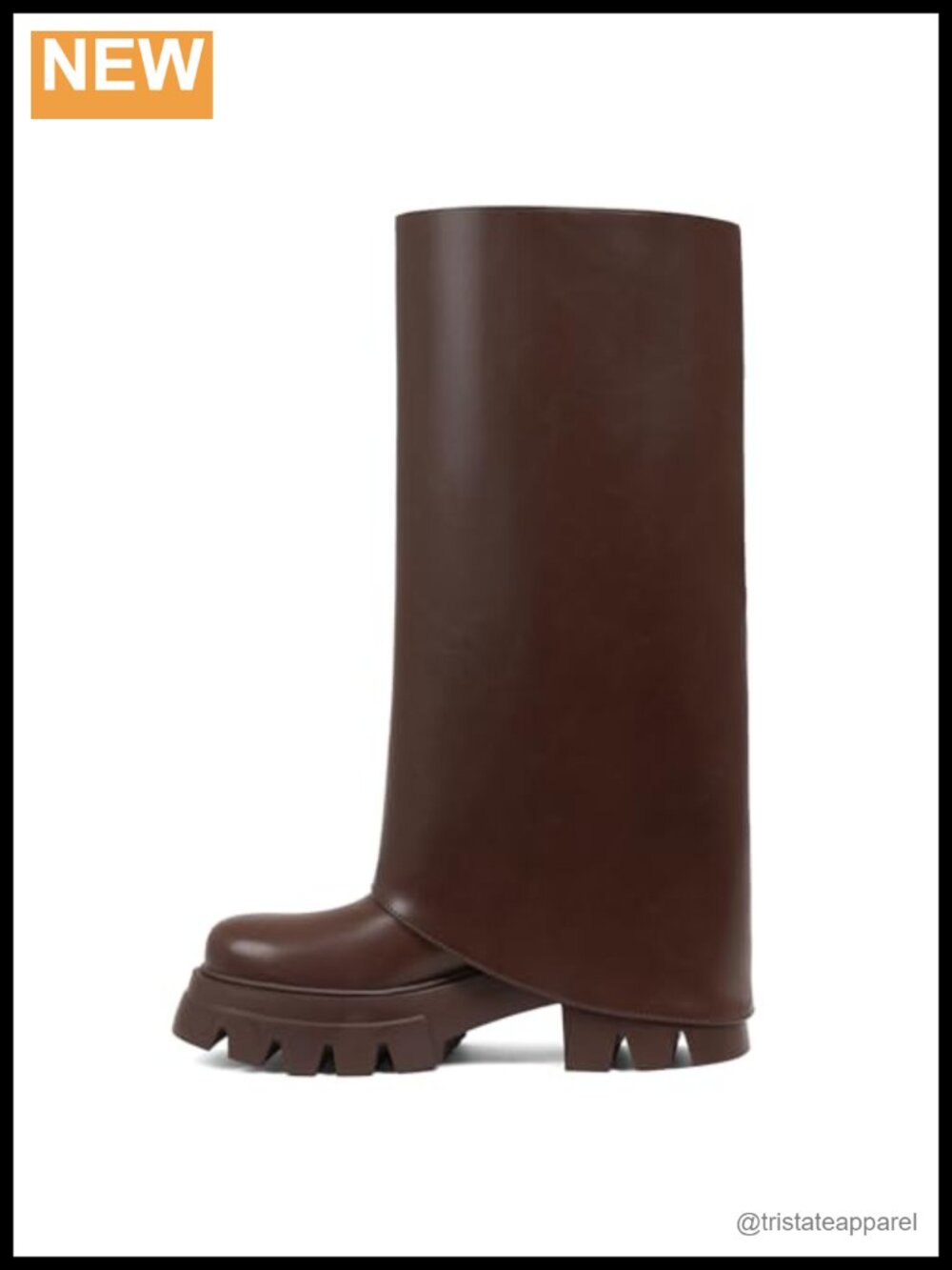 Women's Wide Calf Slouchy Knee High Chunky Heel Platform Boots Leather